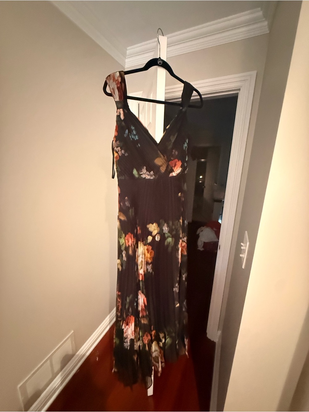 Aqua Black Floral Maxi Dress with Multicolor Blooms